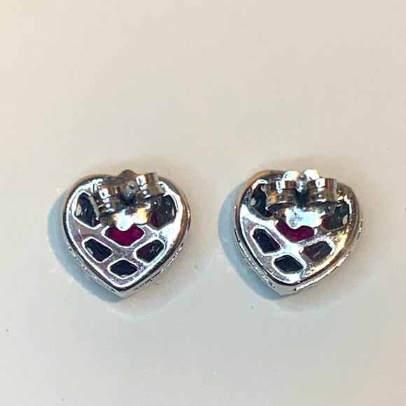 Heart Shaped Lab-created Ruby & Diamond Pendant & Earring Set - Picture 7 of 8